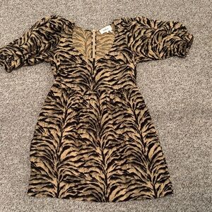 BA&SH Women Black and Tan Tiger Print Dress